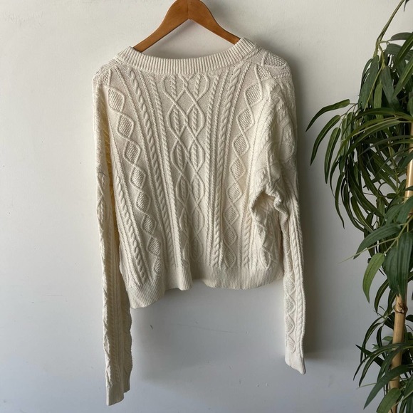 Show Me Your Mumu Sweater Womens Large Cream Knit Lace Up Casual Boho Chunky - Picture 4 of 5